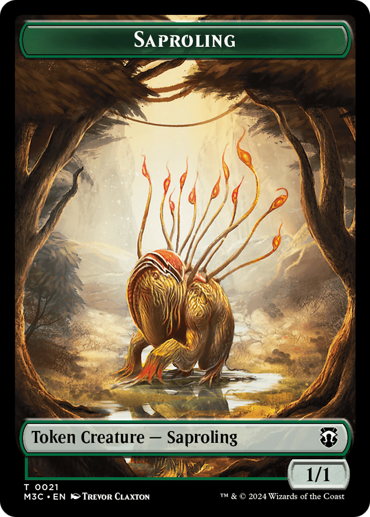 Tarmogoyf (Ripple Foil) // Saproling Double-Sided Token [Modern Horizons 3 Commander Tokens] | The CG Realm