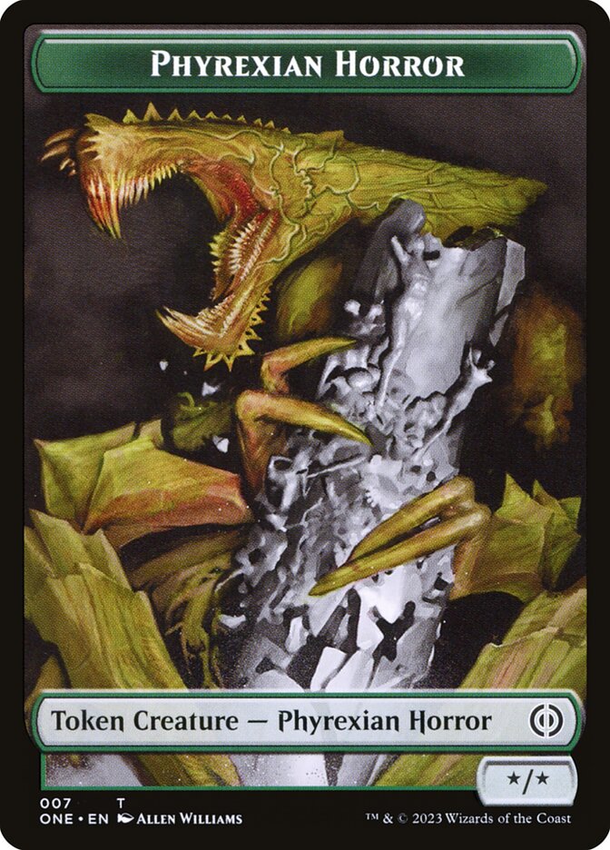 Phyrexian Goblin // Phyrexian Horror Double-Sided Token [Phyrexia: All Will Be One Tokens] | The CG Realm