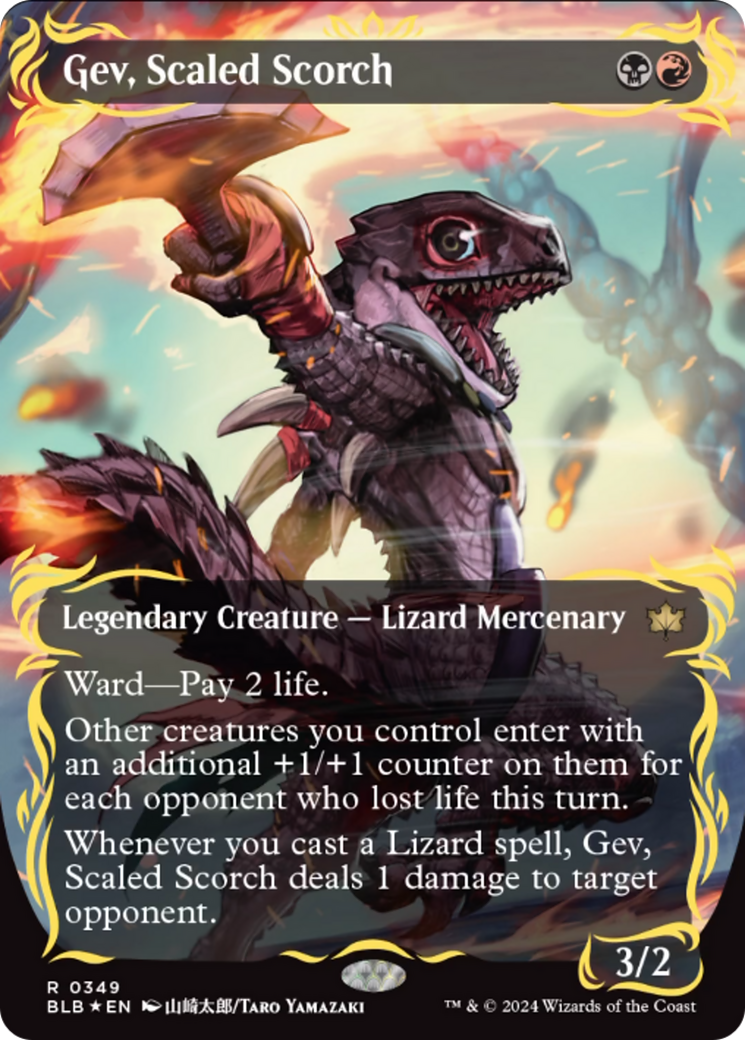 Gev, Scaled Scorch (Borderless) (Raised Foil) [Bloomburrow] | The CG Realm