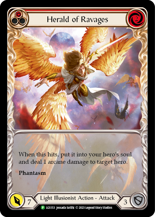 Herald of Ravages (Red) (Extended Art) [LGS153] (Promo)  Rainbow Foil | The CG Realm