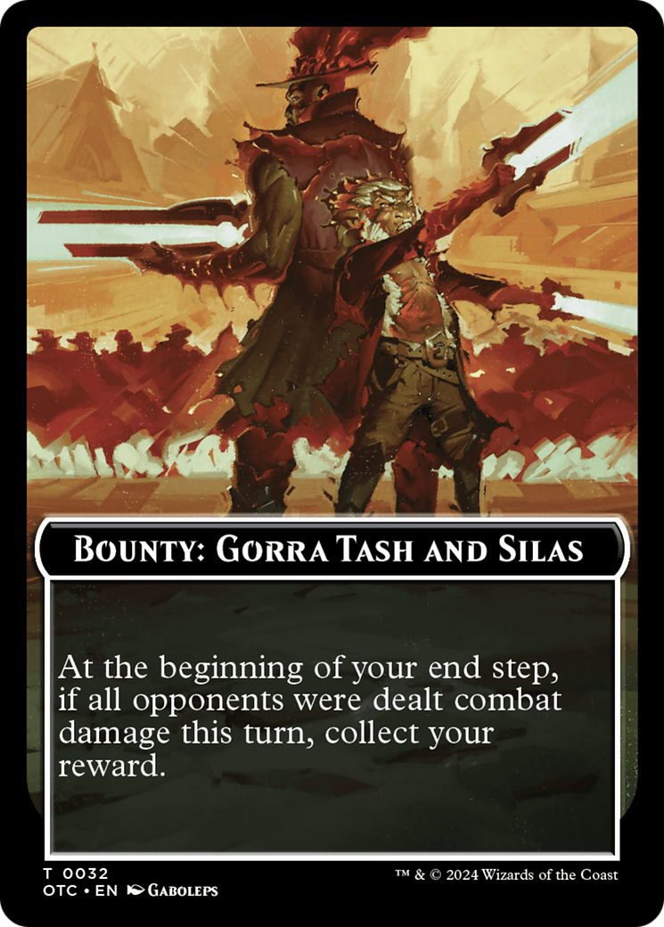 Bounty: Gorra Tash and Silas // Bounty Rules Double-Sided Token [Outlaws of Thunder Junction Commander Tokens] | The CG Realm