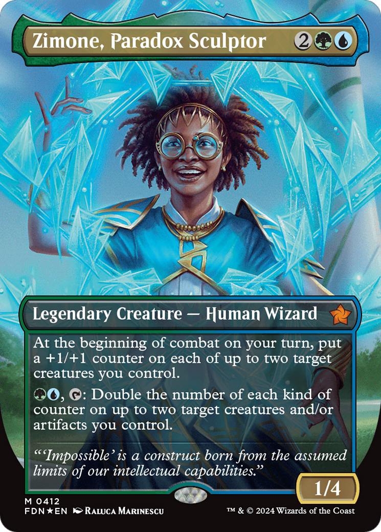 Zimone, Paradox Sculptor (Borderless) (Mana Foil) [Foundations] | The CG Realm