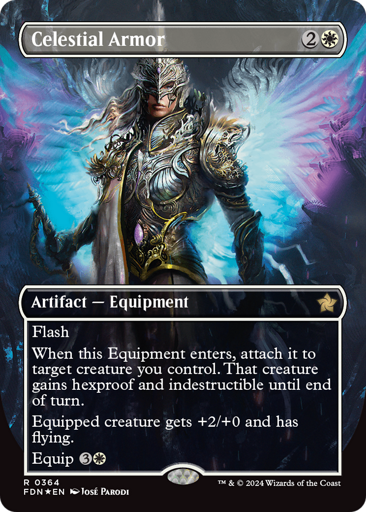 Celestial Armor (Borderless) (Mana Foil) [Foundations] | The CG Realm