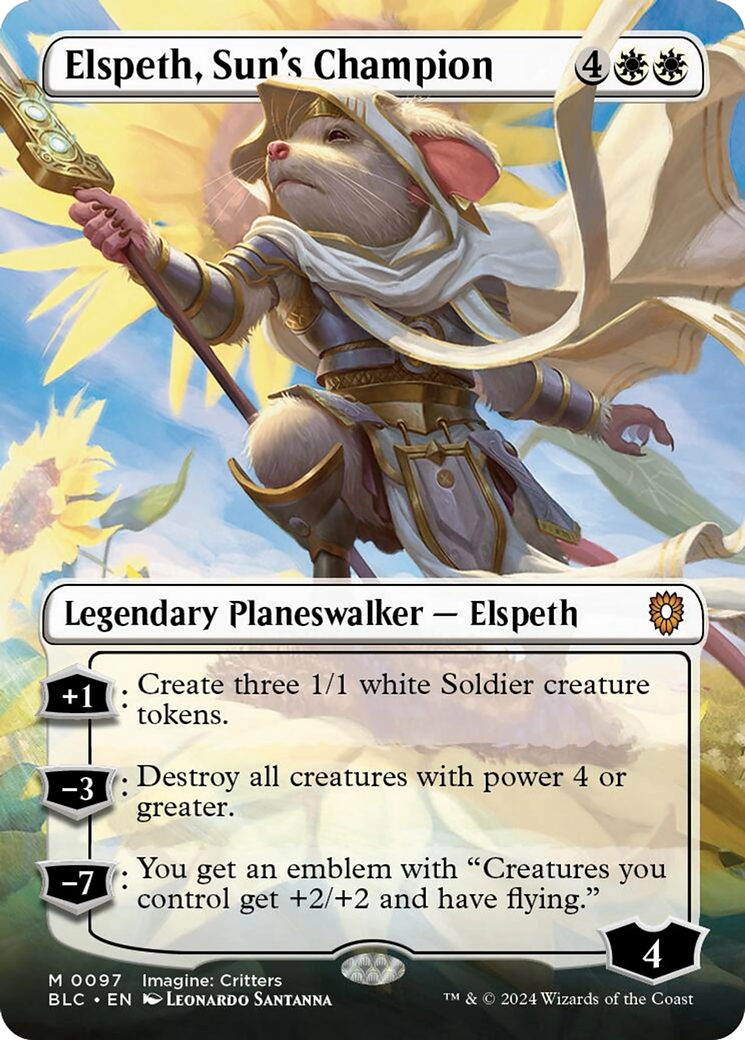 Elspeth, Sun's Champion (Borderless) [Bloomburrow Commander] | The CG Realm