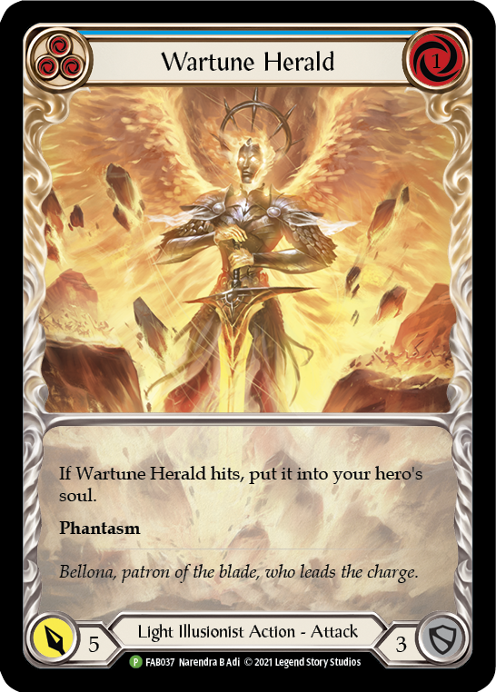 Wartune Herald (Blue Extended Art) [FAB037] (Promo)  Rainbow Foil | The CG Realm