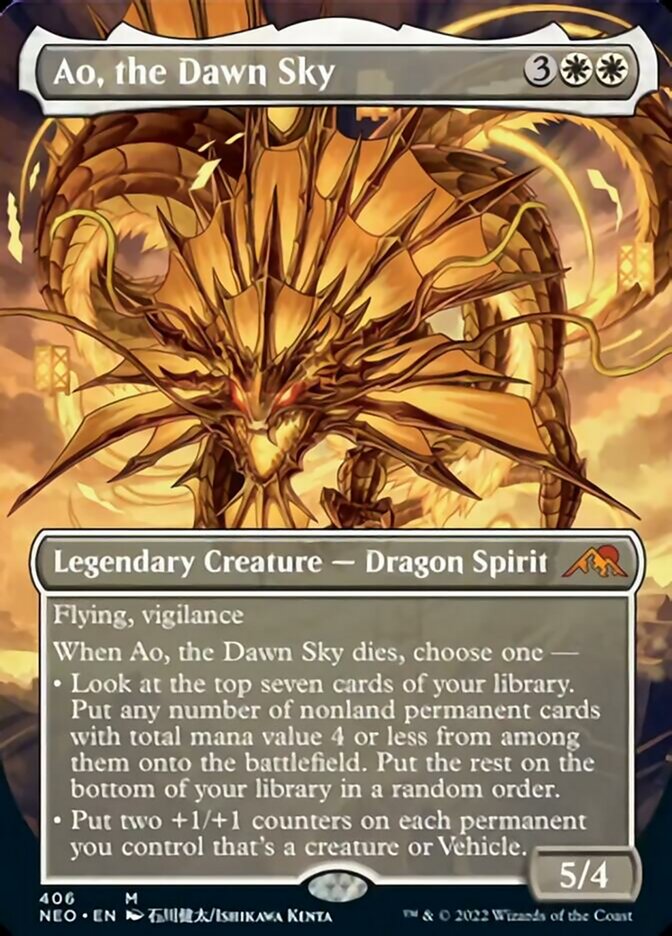 Ao, the Dawn Sky (Borderless Alternate Art) [Kamigawa: Neon Dynasty] | The CG Realm