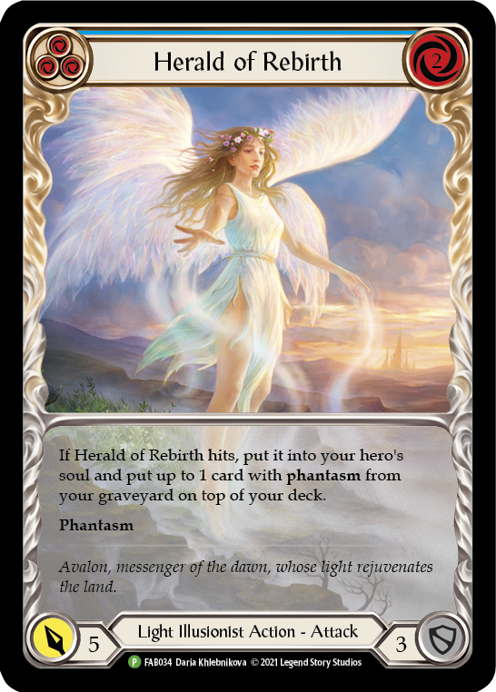 Herald of Rebirth (Blue) [FAB034] (Promo)  Rainbow Foil | The CG Realm