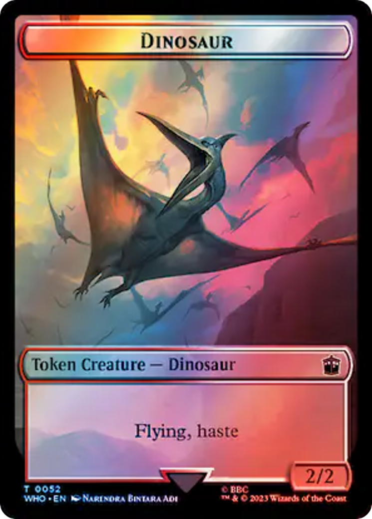 Human Rogue // Dinosaur Double-Sided Token (Surge Foil) [Doctor Who Tokens] | The CG Realm