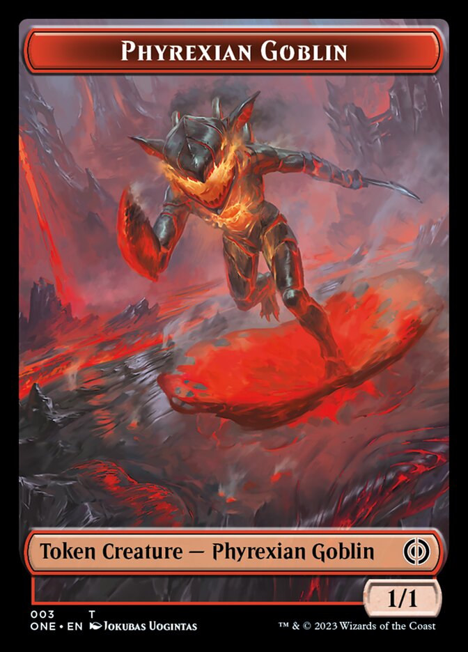 Rebel // Phyrexian Goblin Double-Sided Token [Phyrexia: All Will Be One Tokens] | The CG Realm