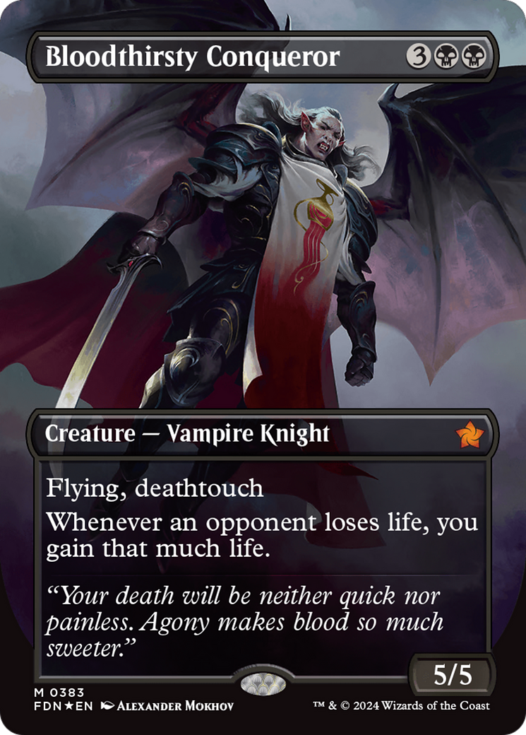 Bloodthirsty Conqueror (Borderless) (Mana Foil) [Foundations] | The CG Realm