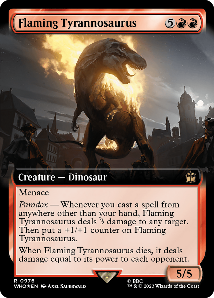 Flaming Tyrannosaurus (Extended Art) (Surge Foil) [Doctor Who] | The CG Realm