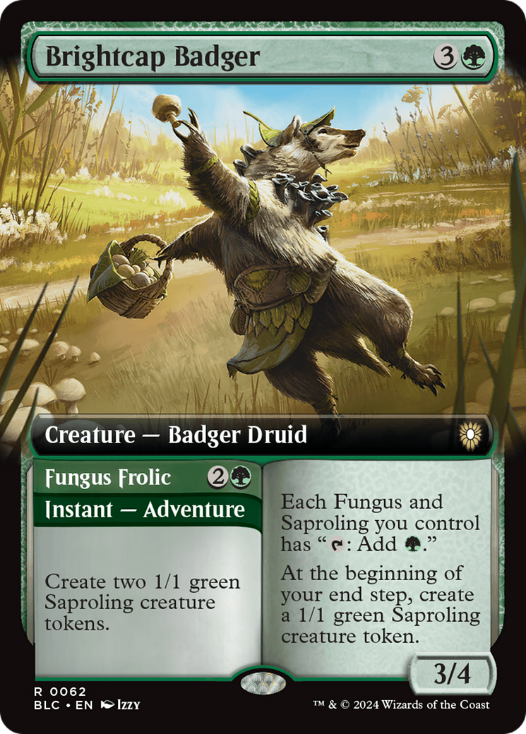 Brightcap Badger // Fungus Frolic (Extended Art) [Bloomburrow Commander] | The CG Realm