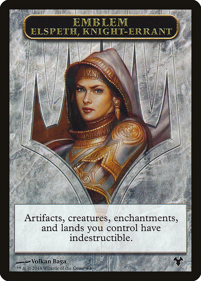 Emblem - Elspeth, Knight-Errant // Soldier Double-Sided Token [Modern Event Deck 2014 Tokens] | The CG Realm