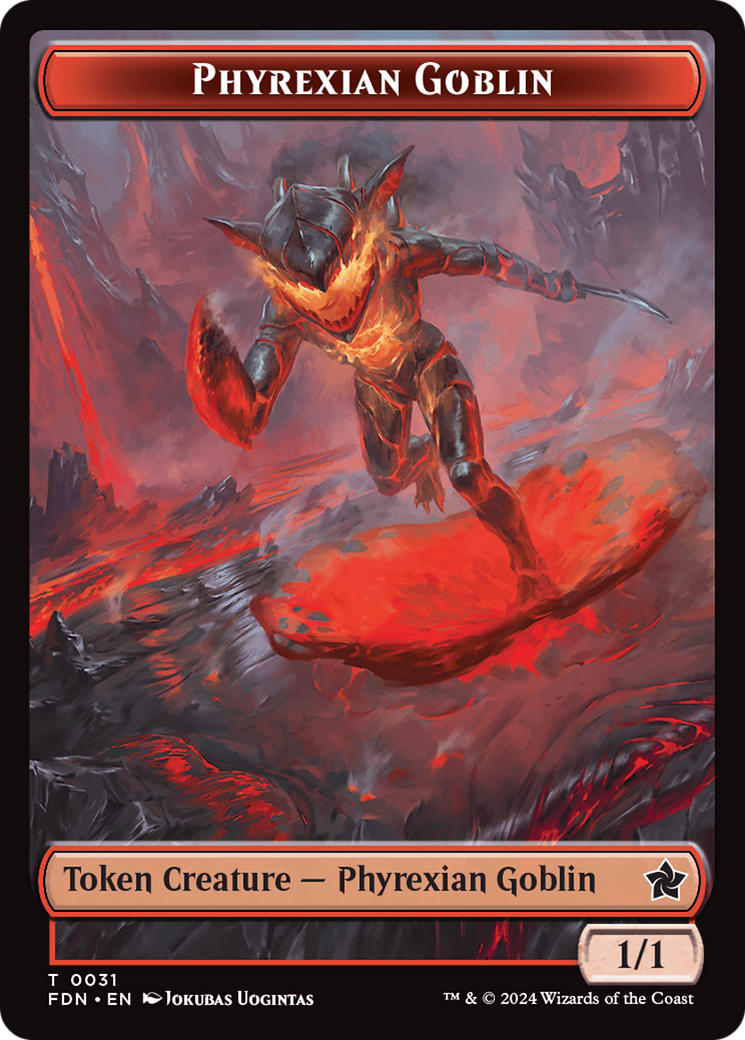 Cat (0027) // Phyrexian Goblin Double-Sided Token [Foundations Tokens] | The CG Realm