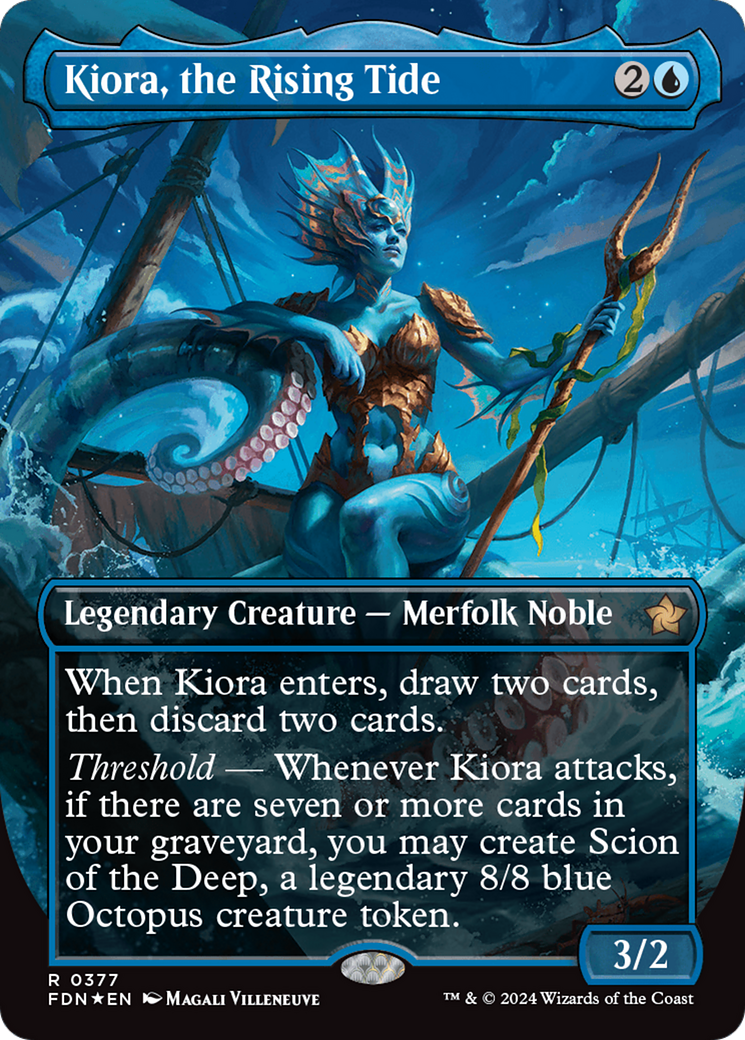 Kiora, the Rising Tide (Borderless) (Mana Foil) [Foundations] | The CG Realm