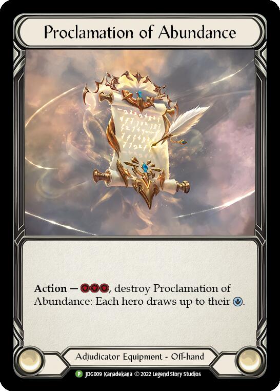 Proclamation of Abundance [JDG009] (Promo)  Cold Foil | The CG Realm