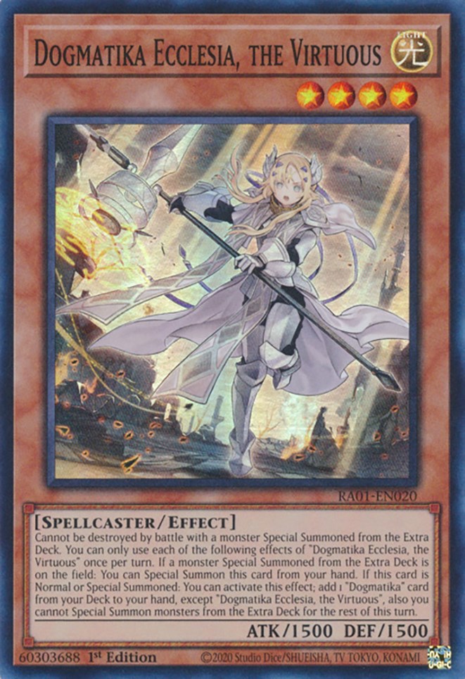 Dogmatika Ecclesia, the Virtuous [RA01-EN020] Super Rare | The CG Realm