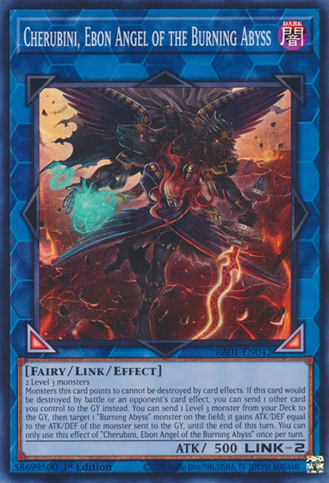 Cherubini, Ebon Angel of the Burning Abyss [RA01-EN042] Super Rare | The CG Realm