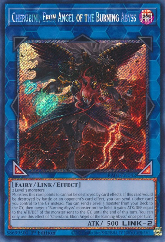 Cherubini, Ebon Angel of the Burning Abyss [RA01-EN042] Platinum Secret Rare | The CG Realm