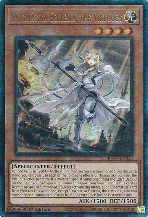 Dogmatika Ecclesia, the Virtuous [RA01-EN020] Prismatic Ultimate Rare | The CG Realm