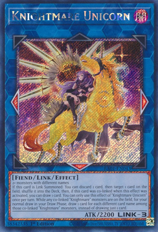 Knightmare Unicorn (Alternate Art) [RA01-EN043] Platinum Secret Rare | The CG Realm