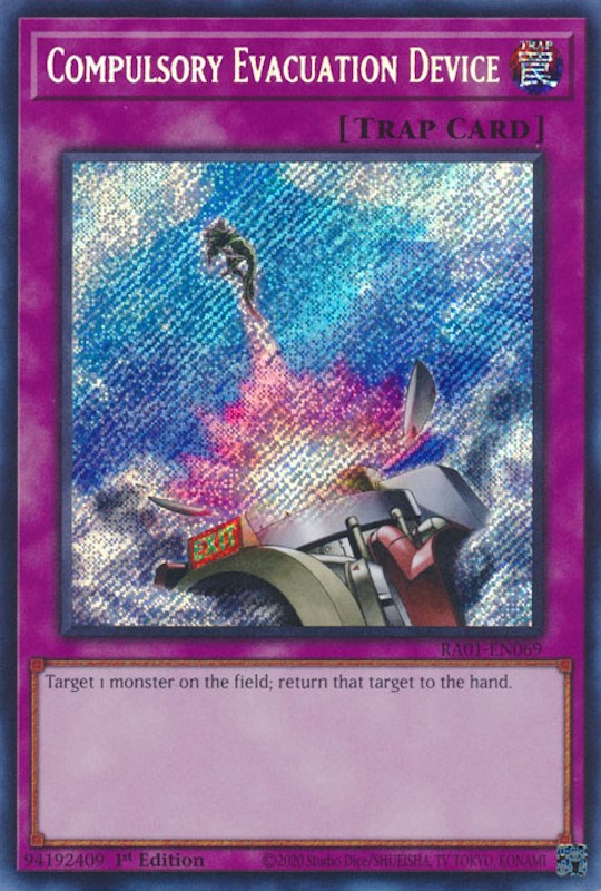 Compulsory Evacuation Device [RA01-EN069] Secret Rare | The CG Realm