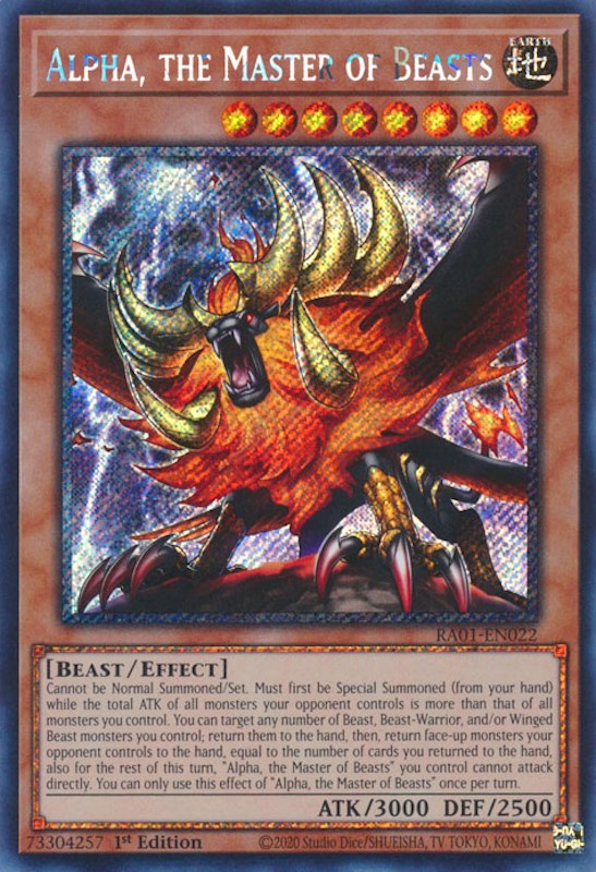 Alpha, the Master of Beasts [RA01-EN022] Platinum Secret Rare | The CG Realm