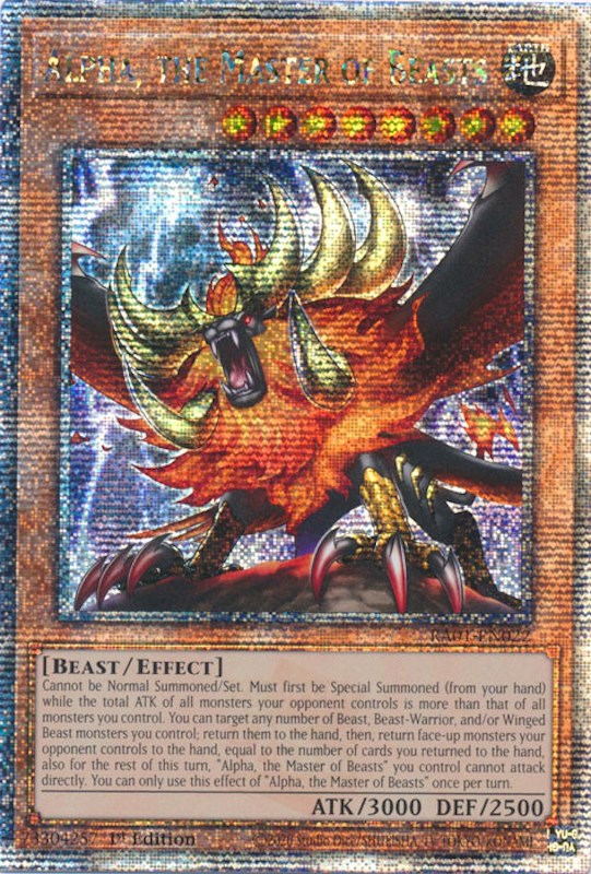 Alpha, the Master of Beasts [RA01-EN022] Quarter Century Secret Rare | The CG Realm