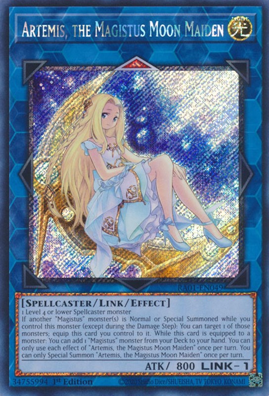 Artemis, the Magistus Moon Maiden [RA01-EN049] Platinum Secret Rare | The CG Realm