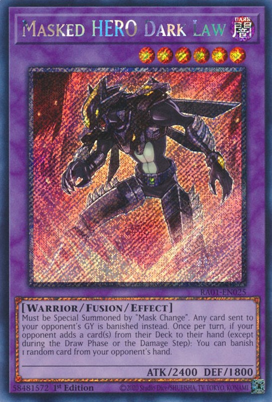 Masked HERO Dark Law [RA01-EN025] Platinum Secret Rare | The CG Realm