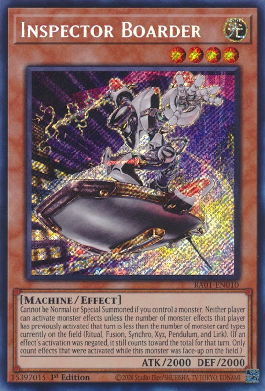 Inspector Boarder [RA01-EN010] Secret Rare | The CG Realm