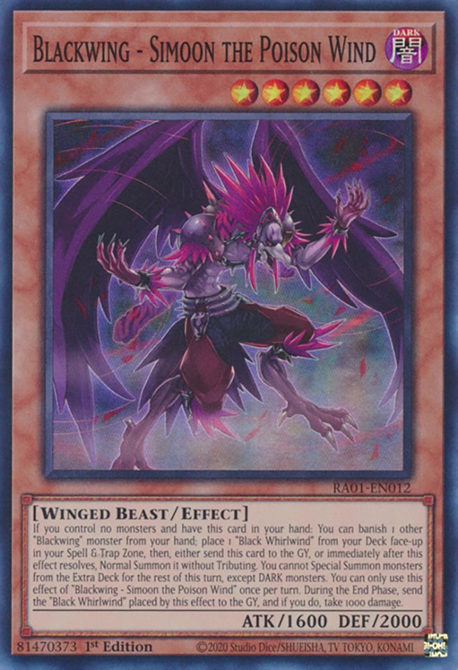 Blackwing - Simoon the Poison Wind [RA01-EN012] Super Rare | The CG Realm