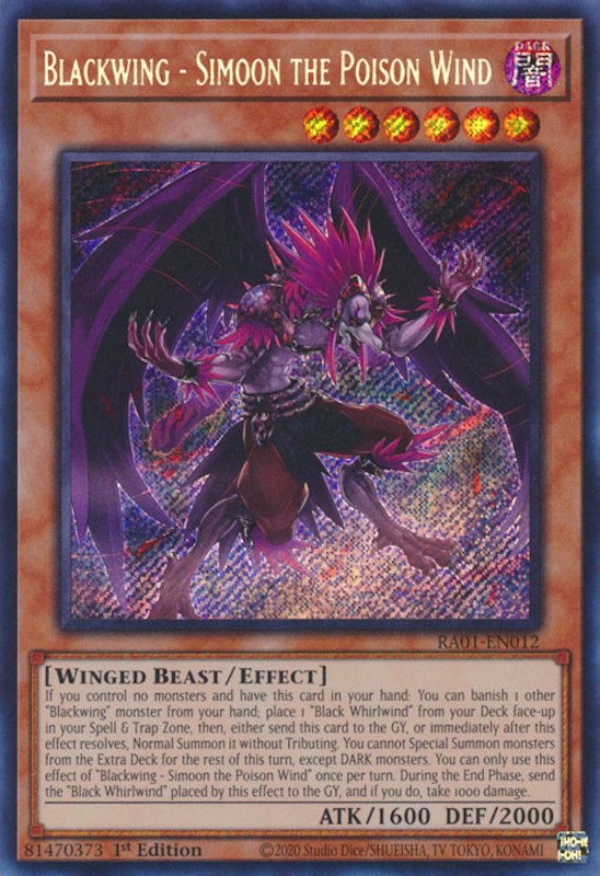 Blackwing - Simoon the Poison Wind [RA01-EN012] Secret Rare | The CG Realm