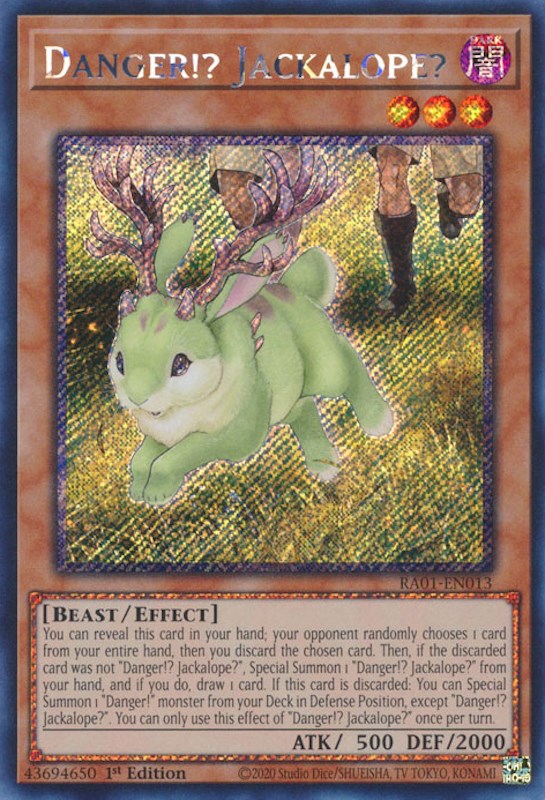 Danger!? Jackalope? [RA01-EN013] Platinum Secret Rare | The CG Realm