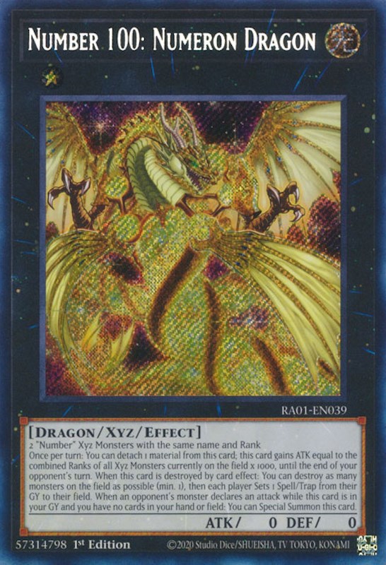 Number 100: Numeron Dragon [RA01-EN039] Secret Rare | The CG Realm