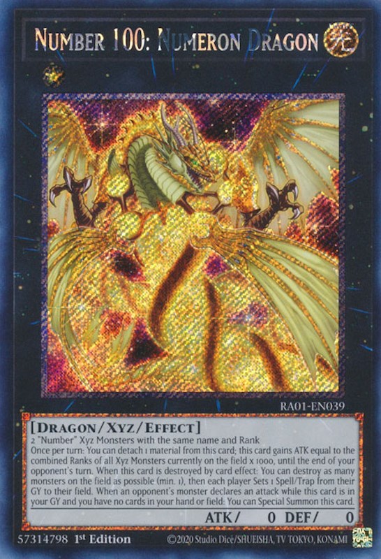 Number 100: Numeron Dragon [RA01-EN039] Platinum Secret Rare | The CG Realm