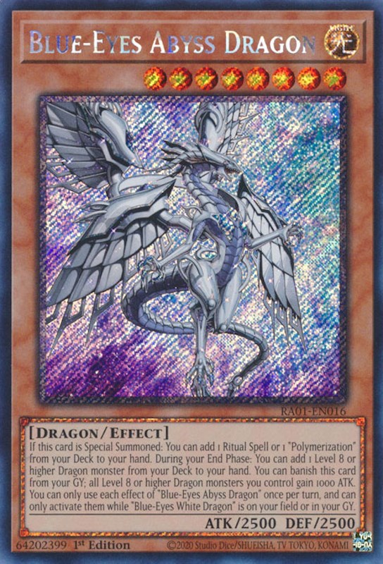 Blue-Eyes Abyss Dragon [RA01-EN016] Platinum Secret Rare | The CG Realm