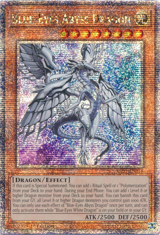 Blue-Eyes Abyss Dragon [RA01-EN016] Quarter Century Secret Rare | The CG Realm