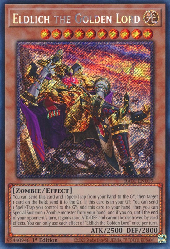 Eldlich the Golden Lord (Alternate Art) [RA01-EN019] Platinum Secret Rare | The CG Realm