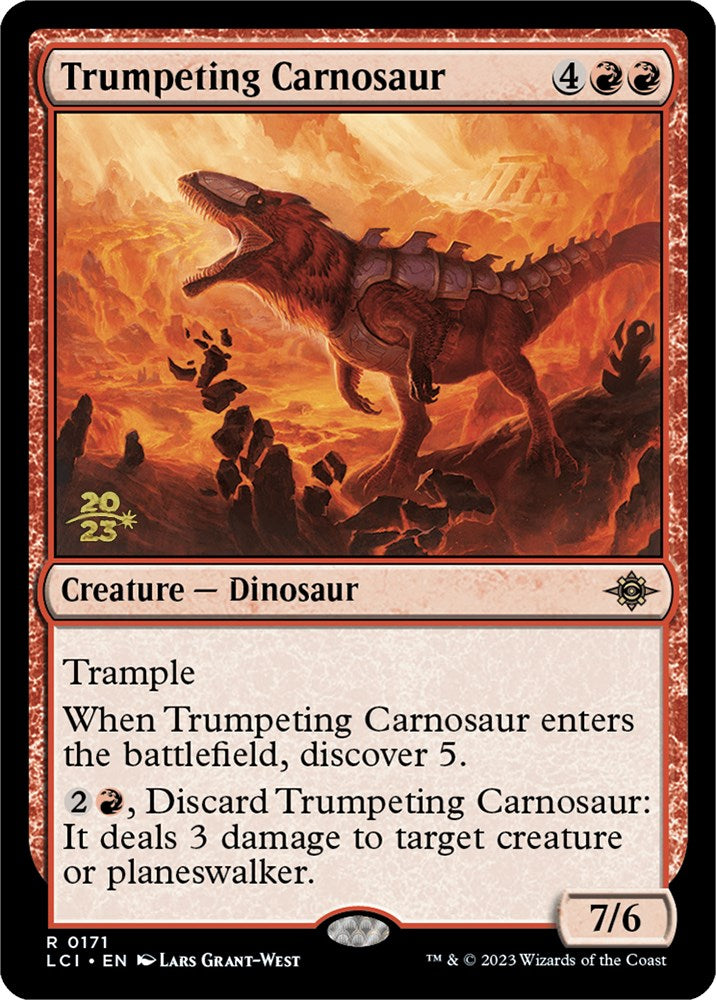 Trumpeting Carnosaur [The Lost Caverns of Ixalan Prerelease Cards] | The CG Realm