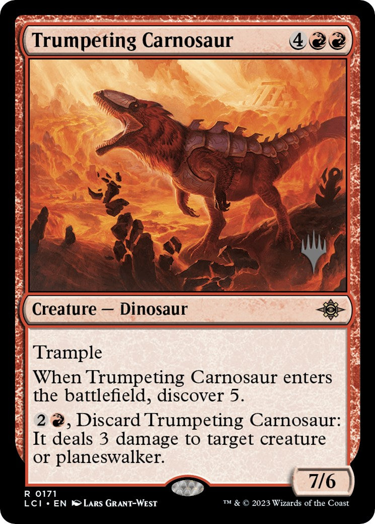 Trumpeting Carnosaur (Promo Pack) [The Lost Caverns of Ixalan Promos] | The CG Realm