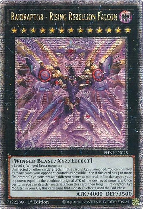 Raidraptor - Rising Rebellion Falcon [PHNI-EN045] Quarter Century Secret Rare | The CG Realm