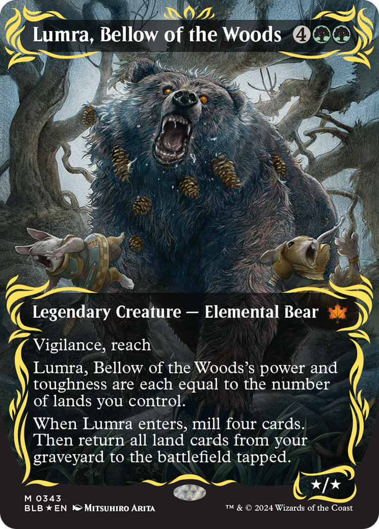 Lumra, Bellow of the Woods (Borderless) (Raised Foil) [Bloomburrow] | The CG Realm