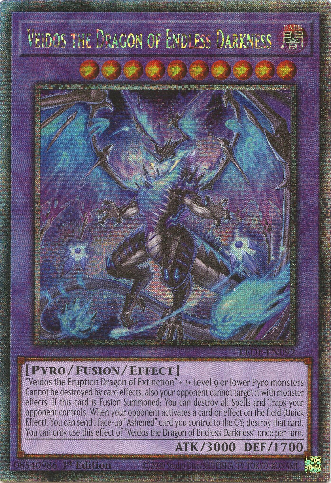 Veidos the Dragon of Endless Darkness (Quarter Century Secret Rare) [LEDE-EN092] Quarter Century Secret Rare | The CG Realm