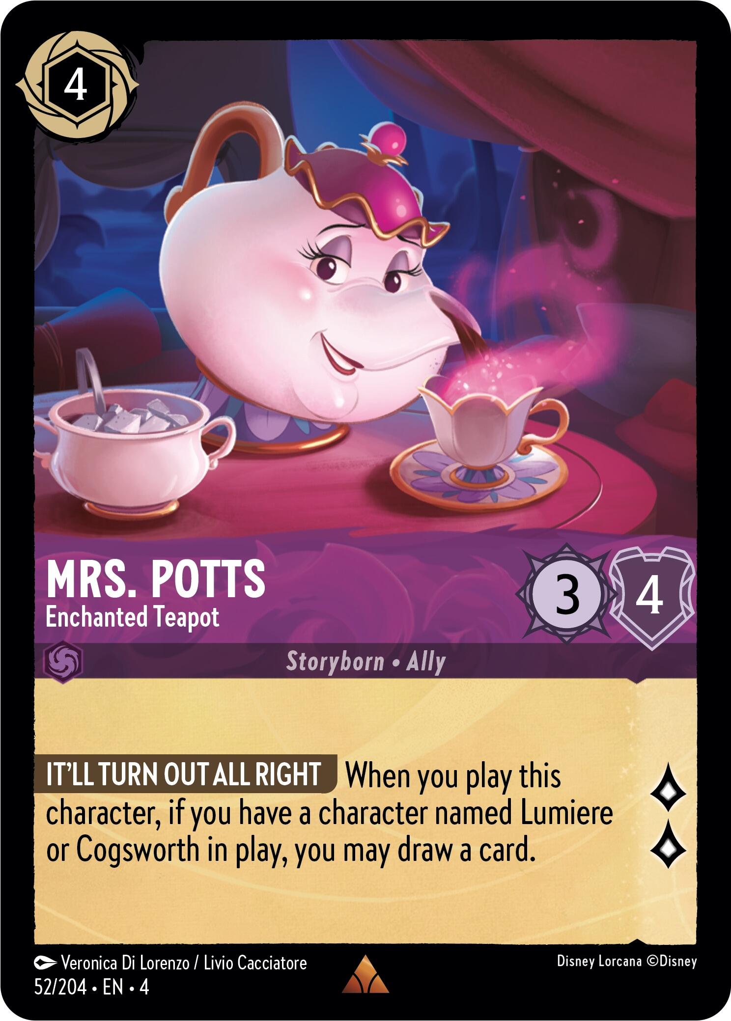 Mrs. Potts - Enchanted Teapot (52/204) [Ursula's Return] | The CG Realm