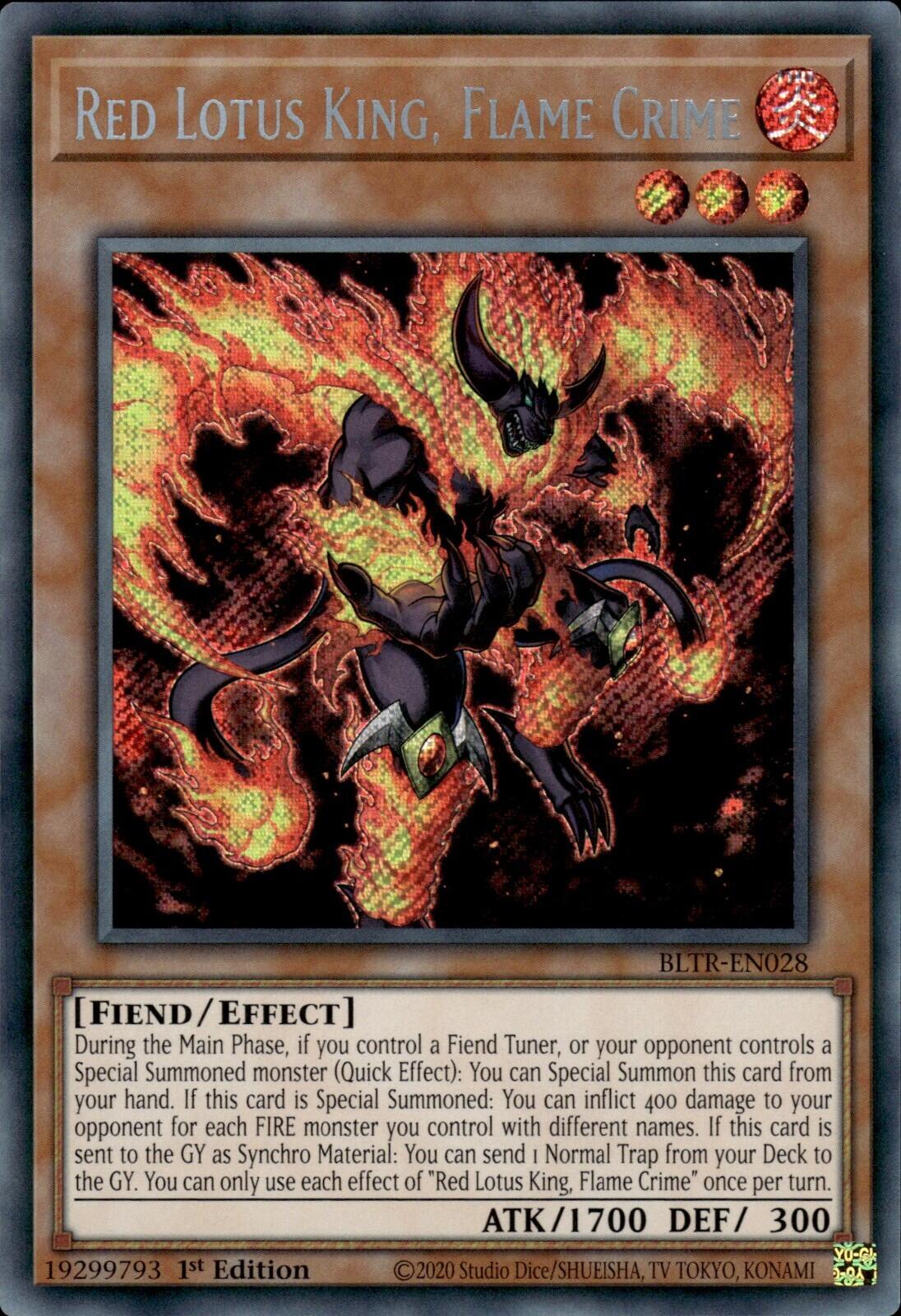 Red Lotus King, Flame Crime [BLTR-EN028] Secret Rare | The CG Realm