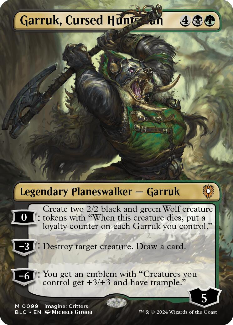 Garruk, Cursed Huntsman (Borderless) [Bloomburrow Commander] | The CG Realm