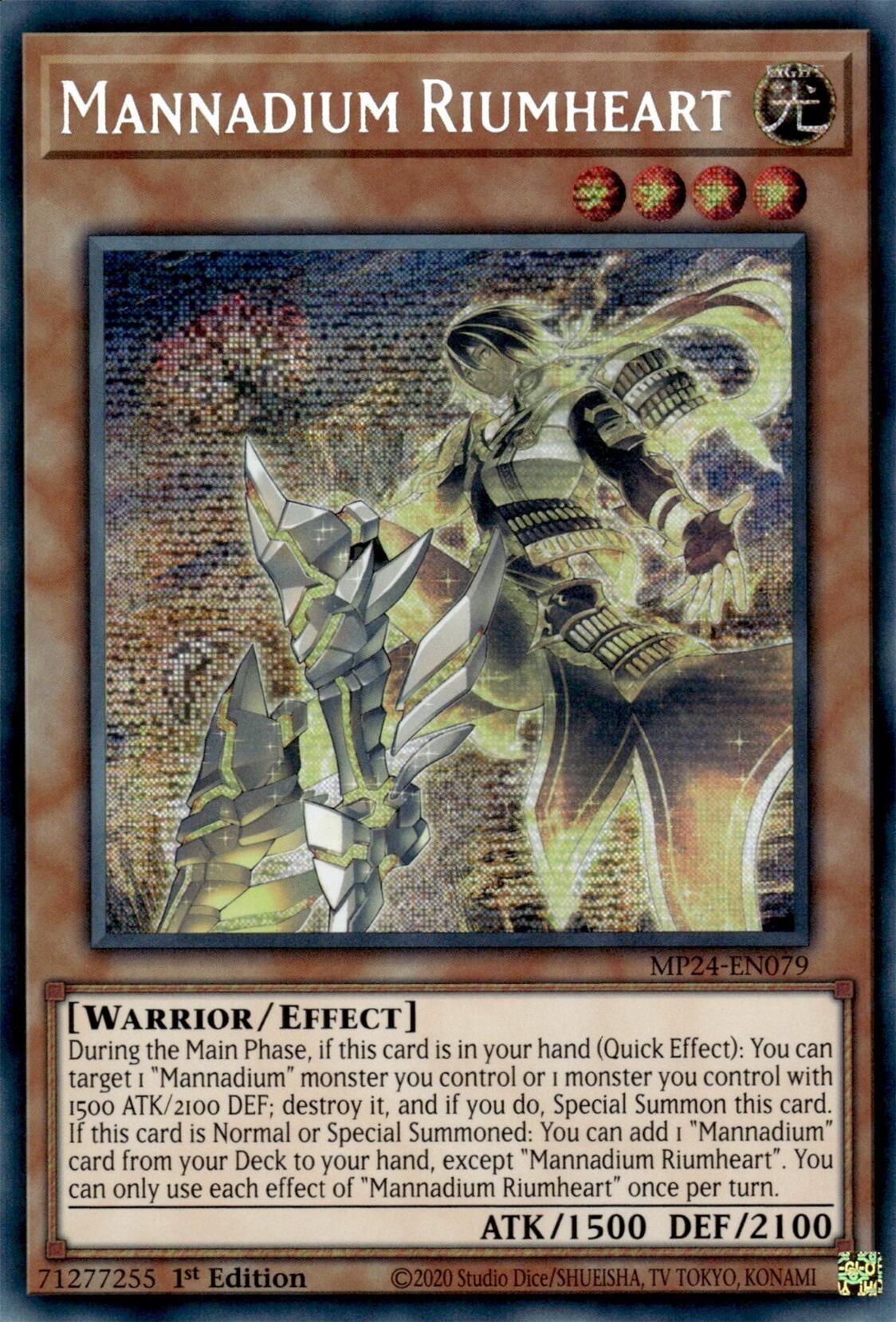 Mannadium Riumheart [MP24-EN079] Prismatic Secret Rare | The CG Realm