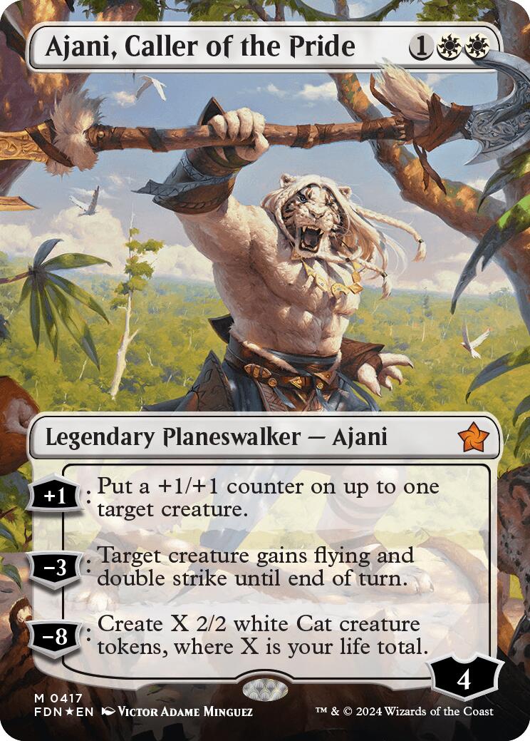 Ajani, Caller of the Pride (Borderless) (Mana Foil) [Foundations] | The CG Realm