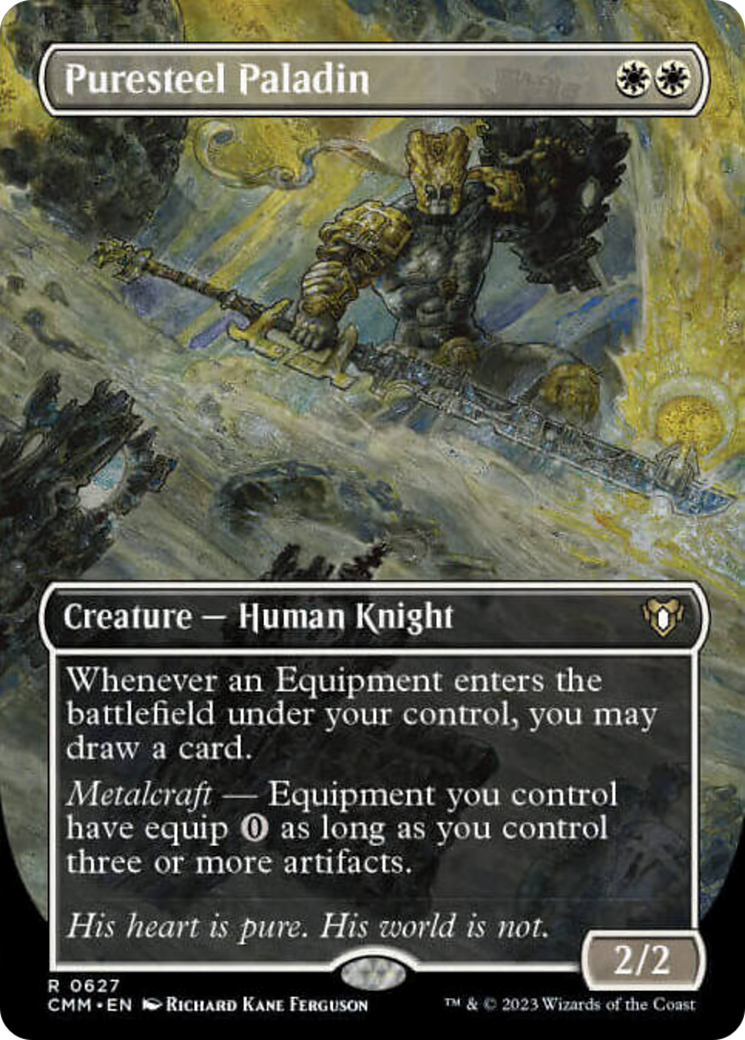 Puresteel Paladin (Borderless Alternate Art) [Commander Masters] | The CG Realm